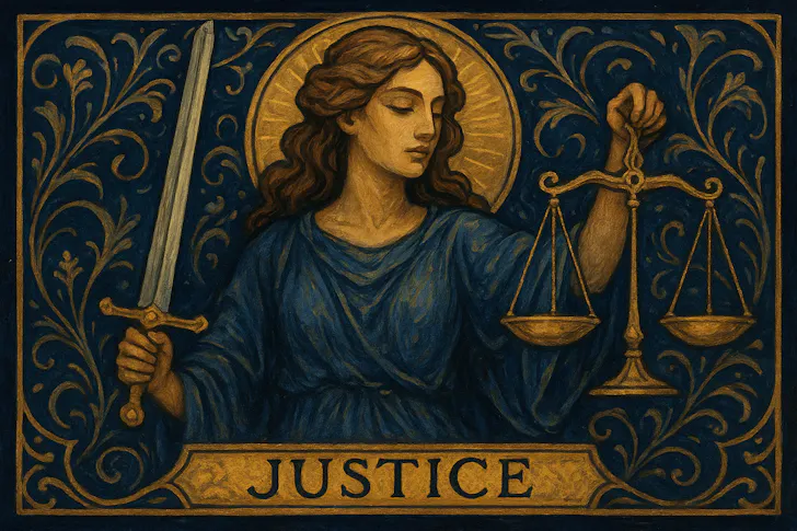 De balans van de Justitie kaart: waarheid en eerlijkheid ontdekken