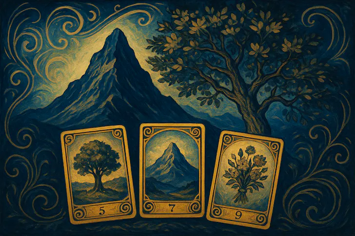 Het Pad van Groei: De Berg en de Boom in Lenormand Combinaties