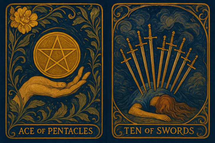Pentakels Aas en Zwaarden Tien: Nieuwe kansen en het loslaten van pijn