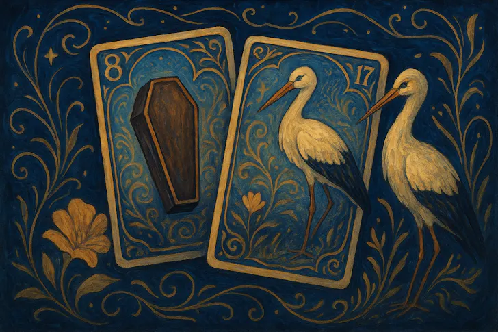 Transformeren met de Lijkkist en de Ooievaar in Lenormand